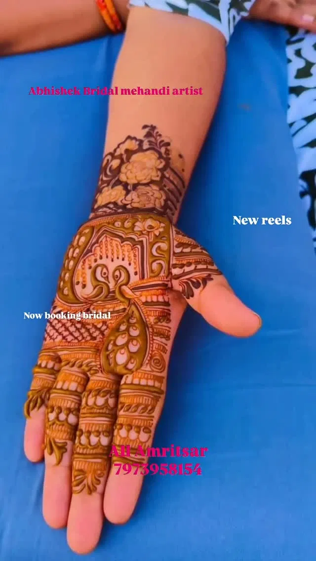 Bridal Mehndi Design with Figures and Peacock (8)