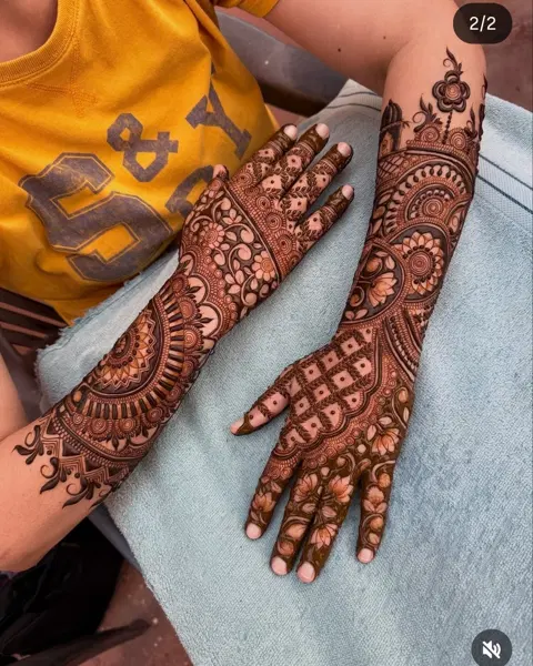 aesthetic full hand mehndi design
