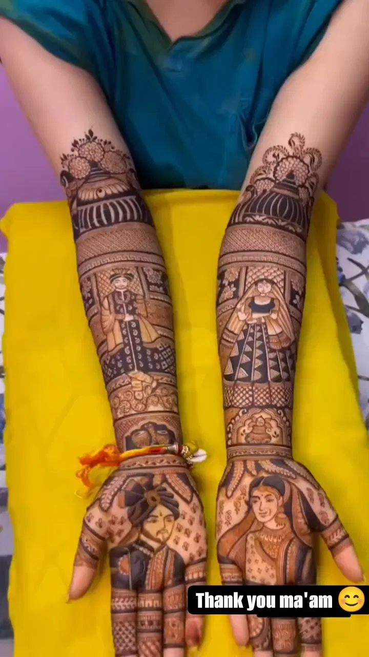 Full Hand Mehndi Design with Figures