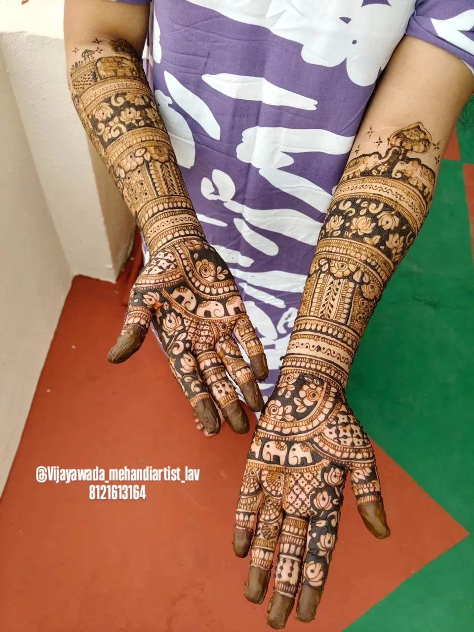 Aesthetic Bridal Full Hand Mehndi Design with Figures (16)