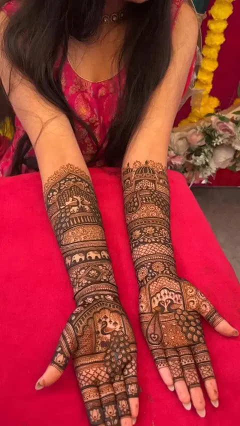 figure full hand mehndi design
