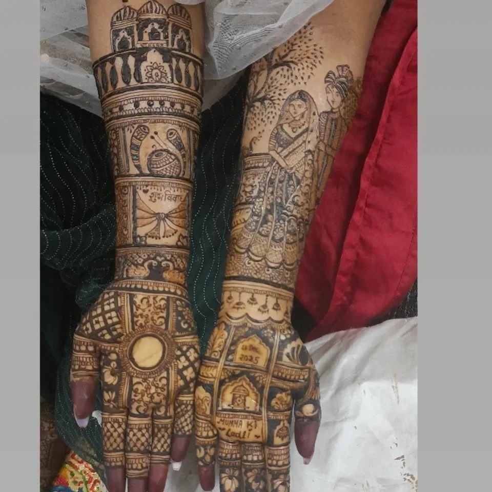 Full Hand Mehndi Design with Figures (3)
