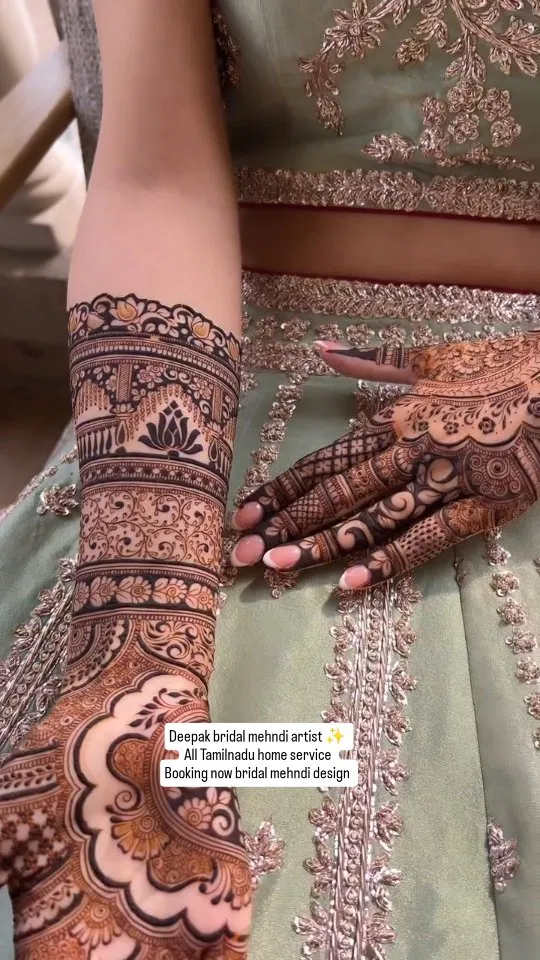 Full Hand Mehndi Design with Hearts