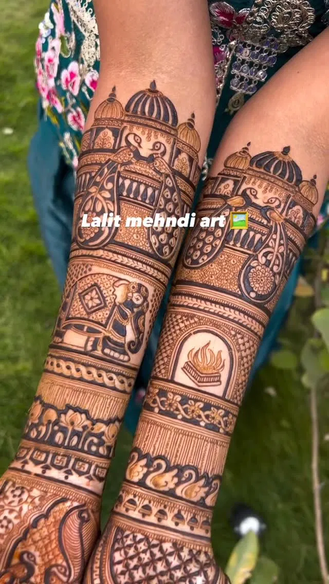 Full Hand Mehndi Design with Figures and Lotus