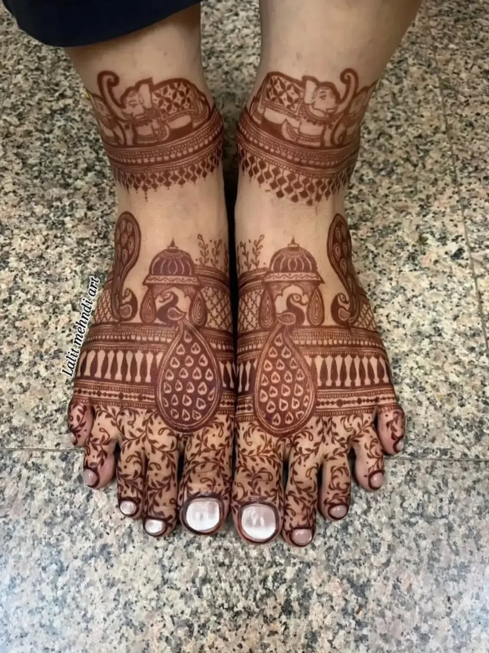 Foot Mehndi Design with Figures and Hearts