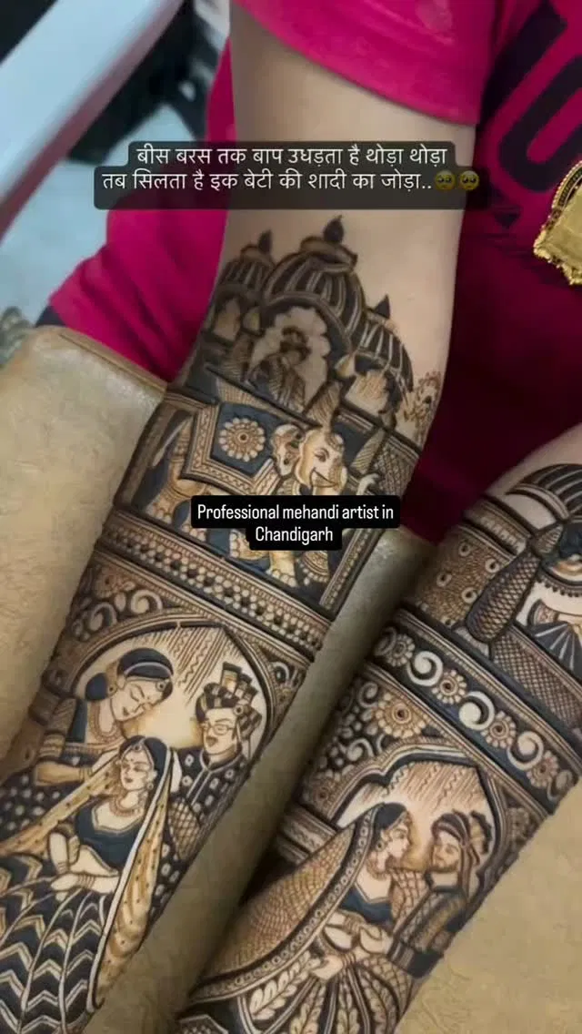 Heavy Full Hand Mehndi Design with Figures (6)