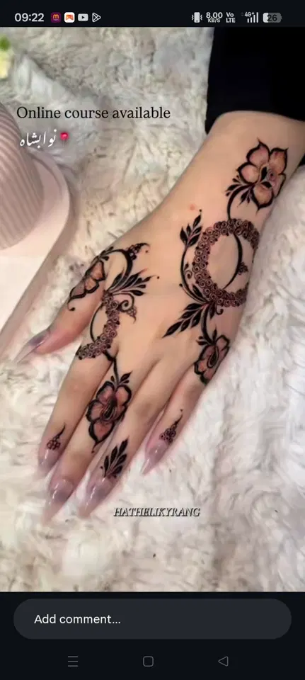 arabic simple flower finger mehndi design