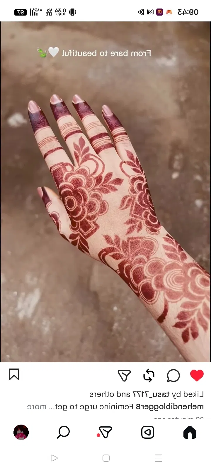 Arabic Simple Back Hand Mehndi Design with Flowers and Jaal