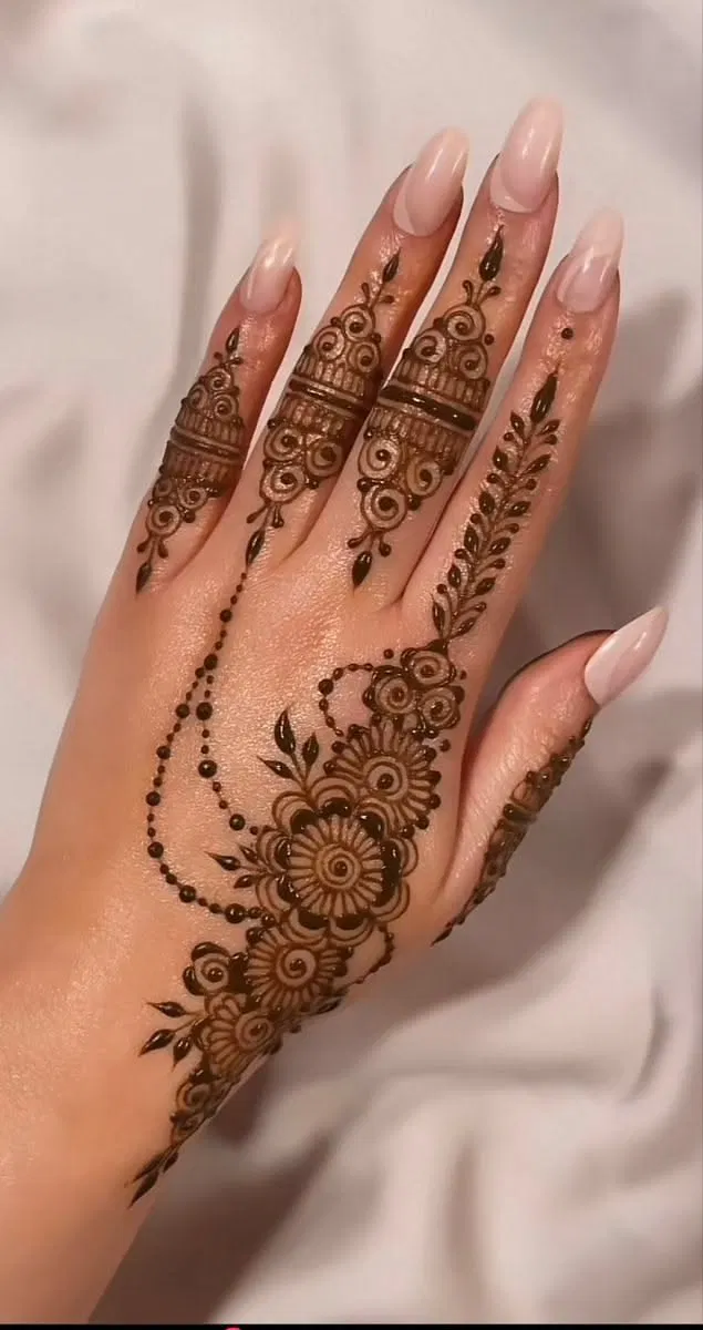 Arabic Simple Back Hand Mehndi Design for Eid (2)