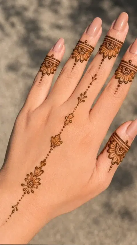 aesthetic arabic bel back hand mehndi design