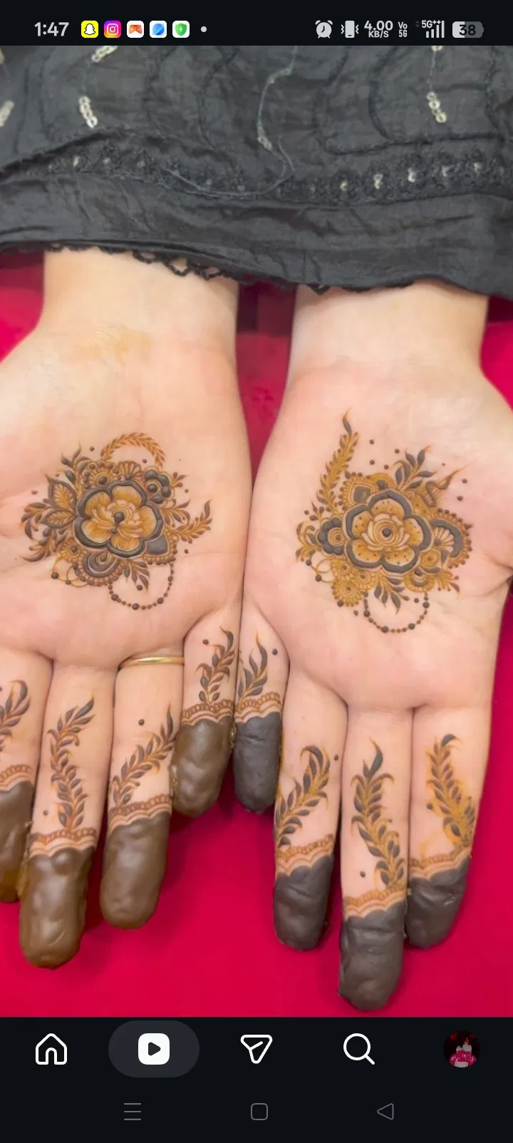 Arabic Simple Finger Mehndi Design with Flowers (5)