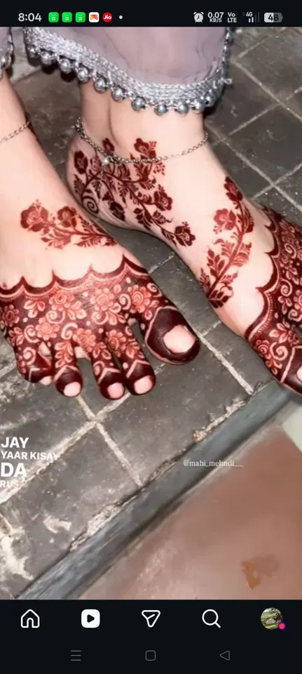 arabic bridal flower foot mehndi design
