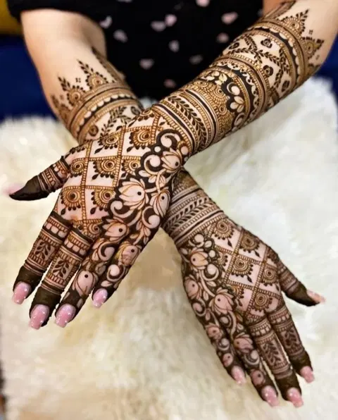bridal indian figure arm mehndi design