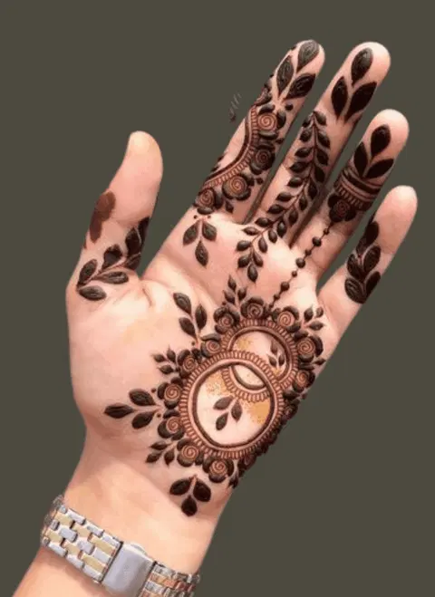 aesthetic arabic flower front hand mehndi design