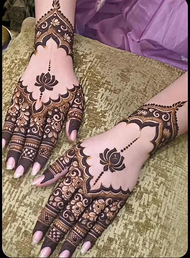 Aesthetic Arabic Back Hand Mehndi Design (34)
