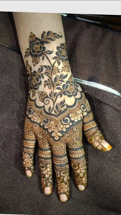 arabic bridal deity arm mehndi design