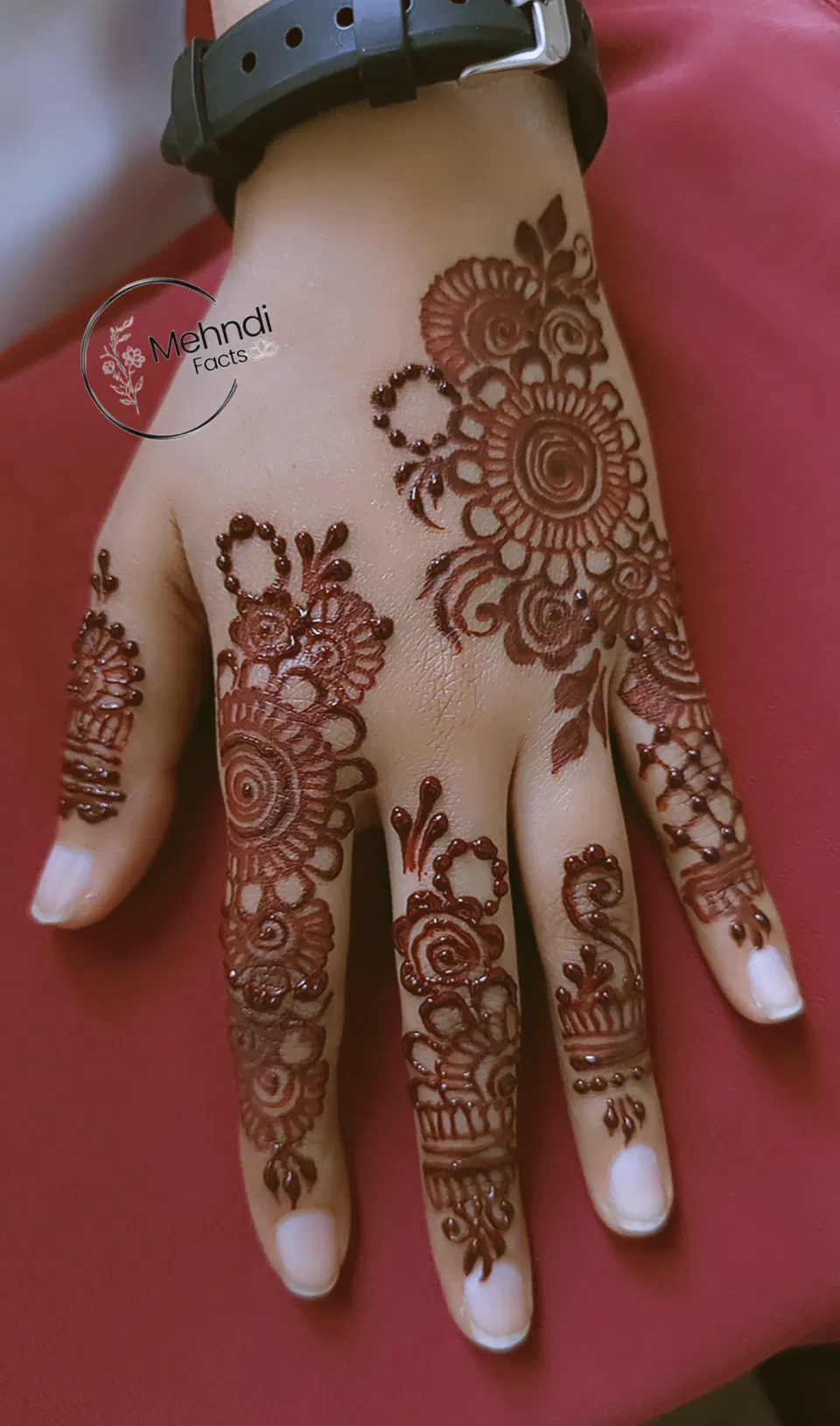 Aesthetic Arabic Back Hand Mehndi Design with Bel and Flowers for Eid (11)