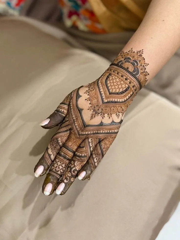 Aesthetic Indian Back Hand Mehndi Design
