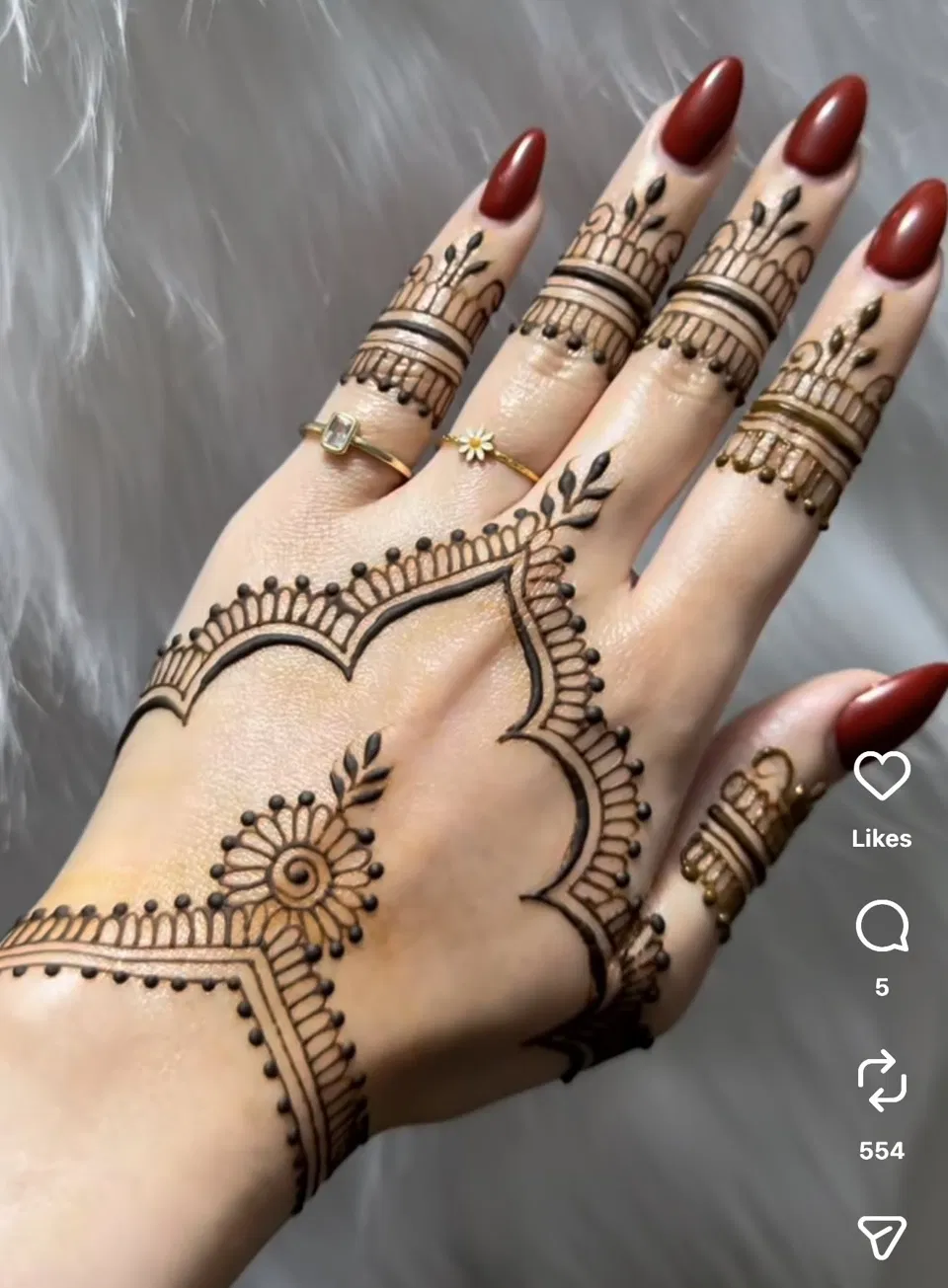 Aesthetic Arabic Back Hand Mehndi Design with Gol Tikki (35)