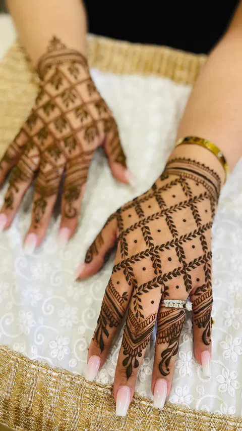 simple stylish jaal back hand mehndi design