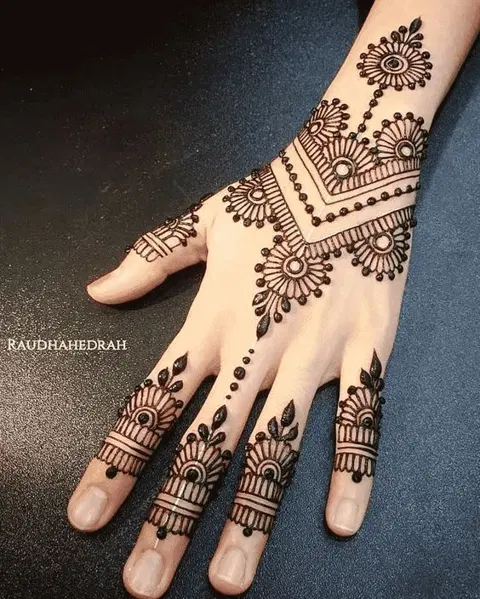 arabic minimal flower back hand mehndi design