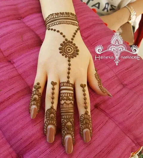arabic indian jaal back hand mehndi design