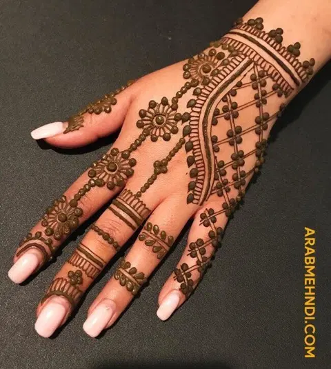 arabic stylish jaal back hand mehndi design