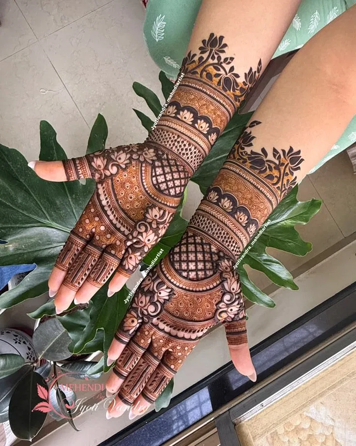 Front Hand Mehndi Design with Lotus