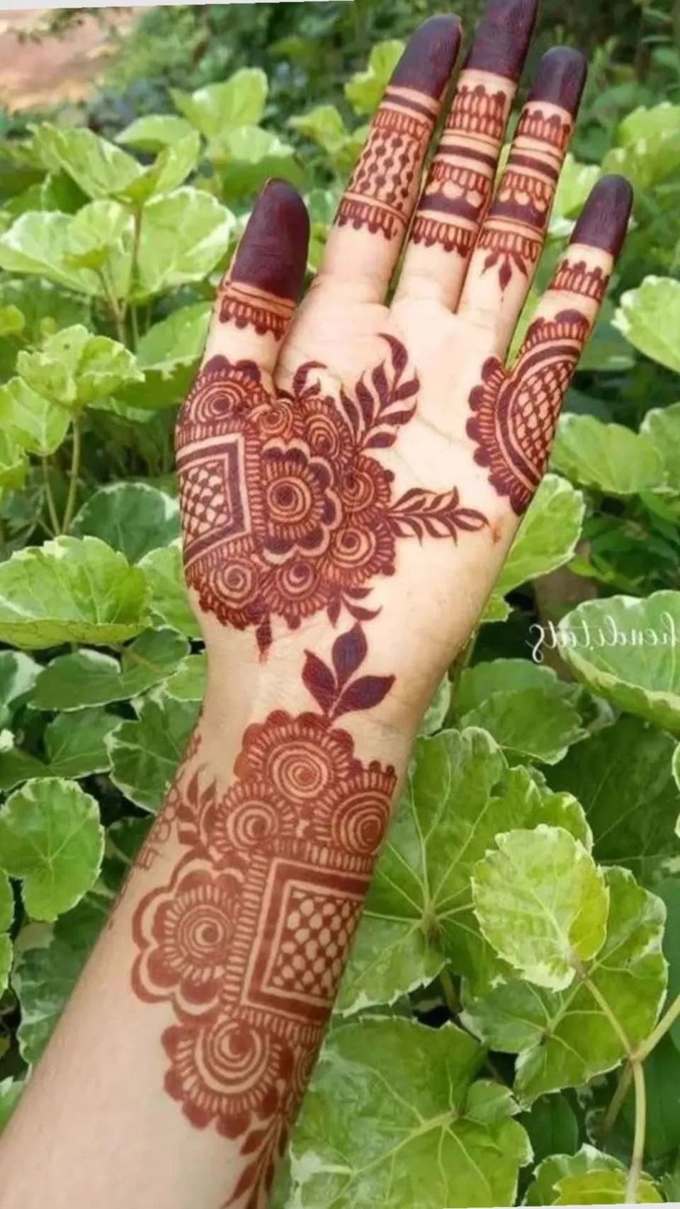 Arabic Simple Back Hand Mehndi Design with Gol Tikki, Jaal and Lotus