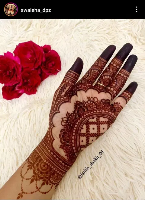 arabic circle back hand mehndi design