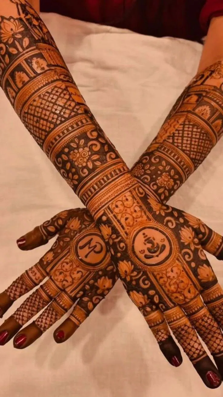 Bridal Back Hand Mehndi Design with Figures