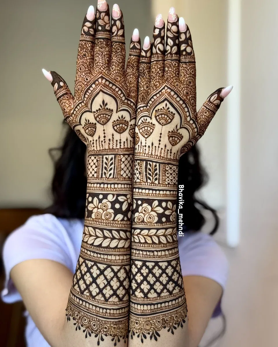 Bridal Indian Back Hand Mehndi Design with Figures (3)
