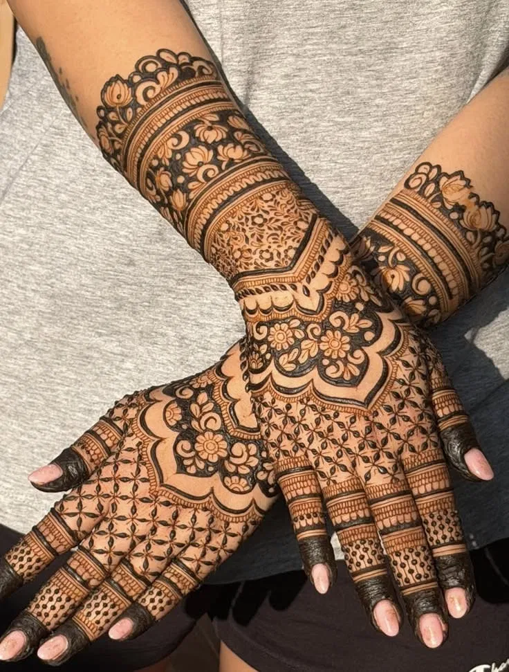 Bridal Stylish Back Hand Mehndi Design for Engagement