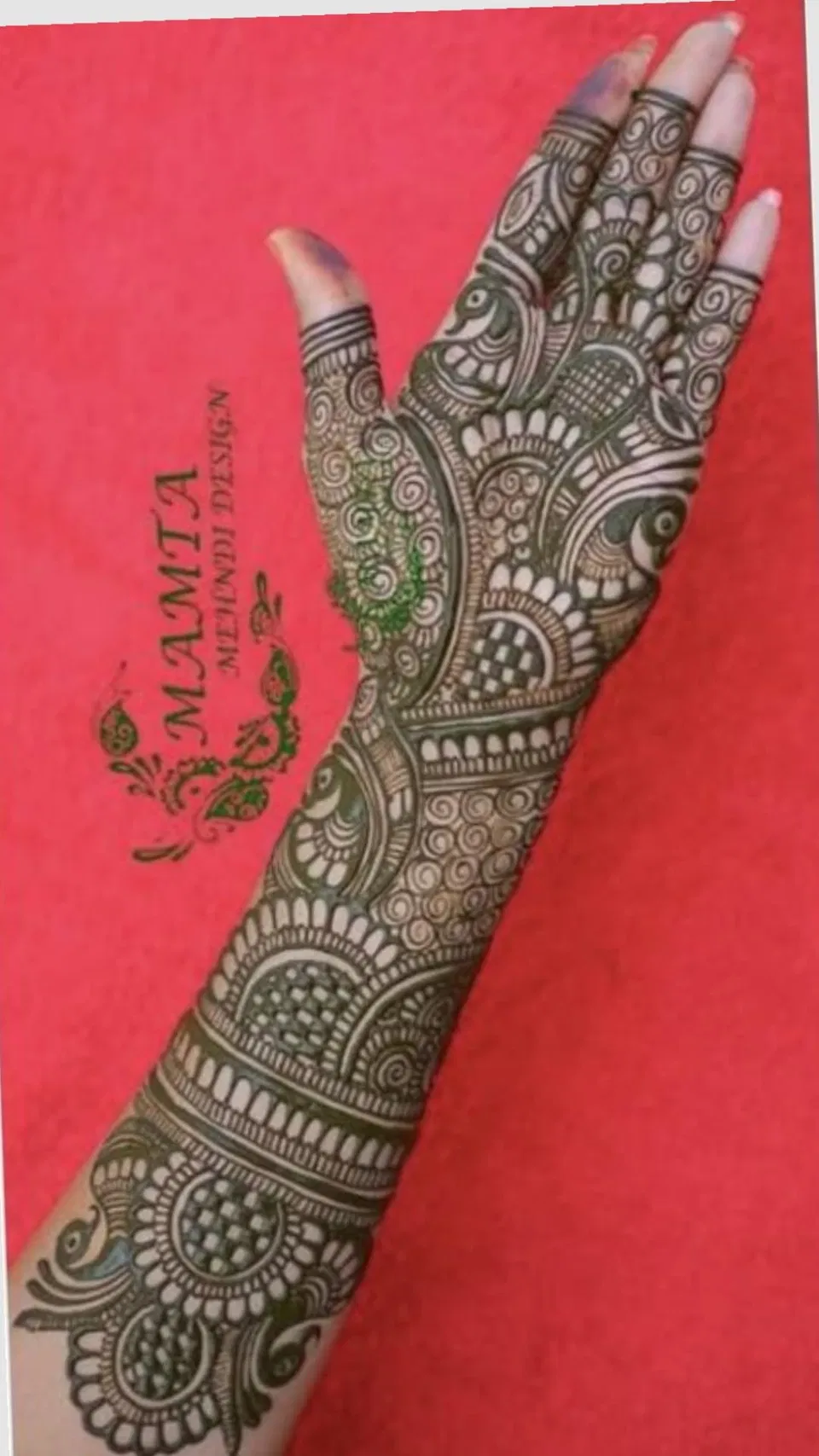 Arabic Bridal Front Hand Mehndi Design with Peacock