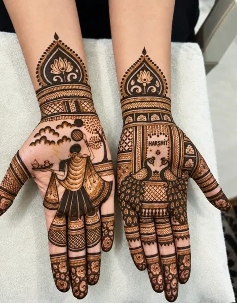 figure full hand mehndi design