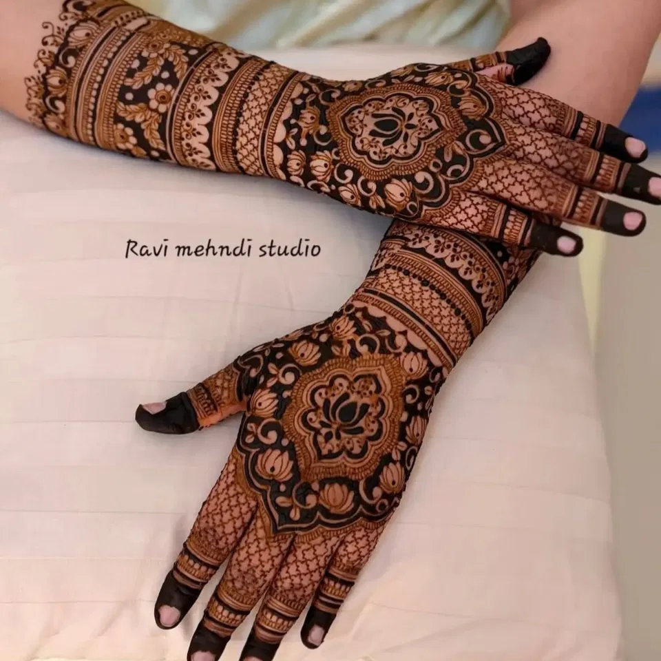 Arabic Bridal Arm Mehndi Design with Figures