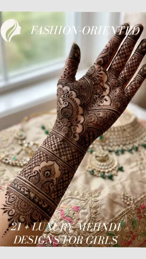 aesthetic bridal jaal front hand mehndi design
