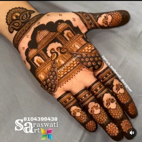 aesthetic bridal figure front hand mehndi design