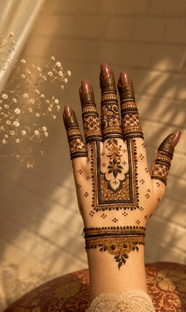 Aesthetic Pakistani Front Hand Mehndi Design for Diwali