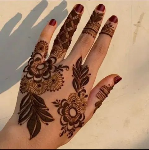 aesthetic arabic flower back hand mehndi design