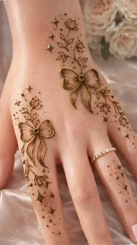 aesthetic arabic butterfly back hand mehndi design