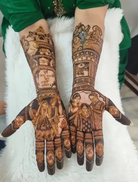 figure full hand mehndi design