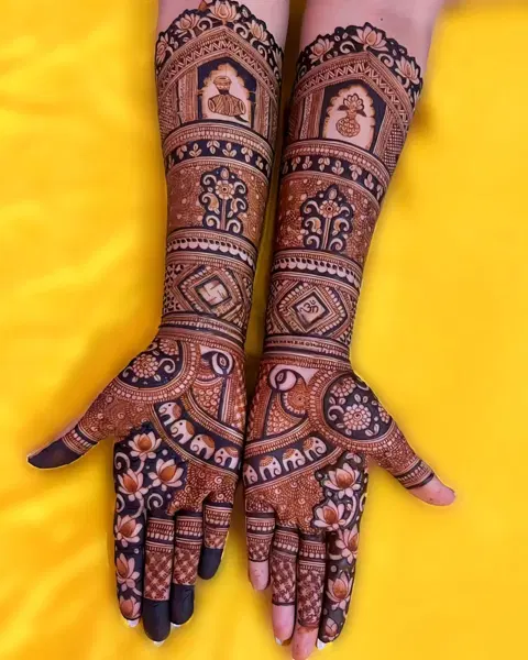 bridal stylish figure front hand mehndi design