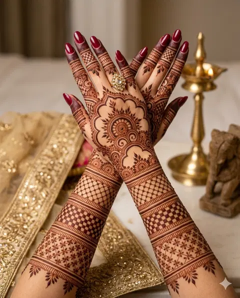 bridal stylish back hand mehndi design