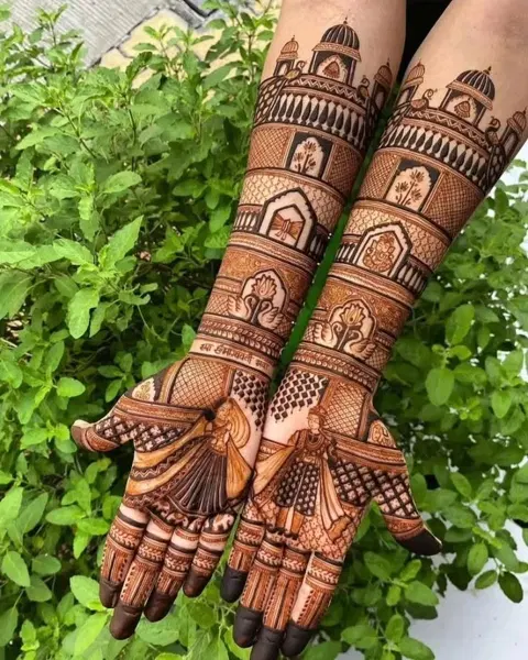 bridal indian figure full hand mehndi design