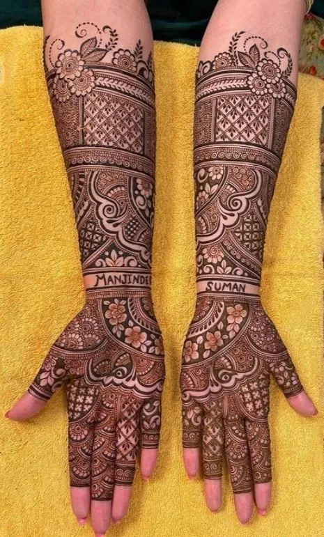 Bridal Stylish Front Hand Mehndi Design