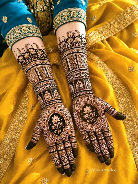 bridal stylish figure front hand mehndi design