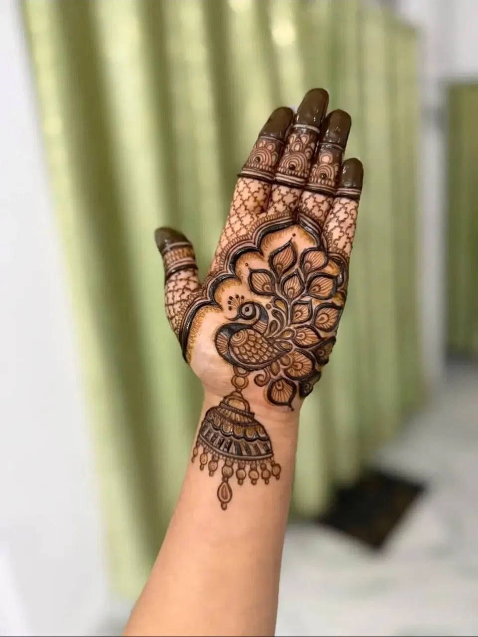 Arabic Full Hand Mehndi Design with Peacock