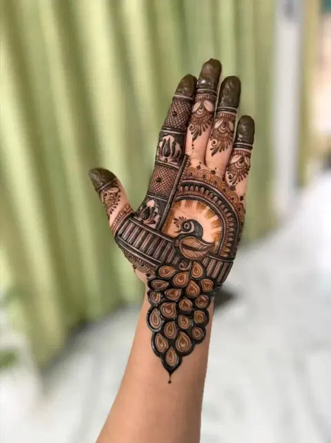 arabic peacock full hand mehndi design