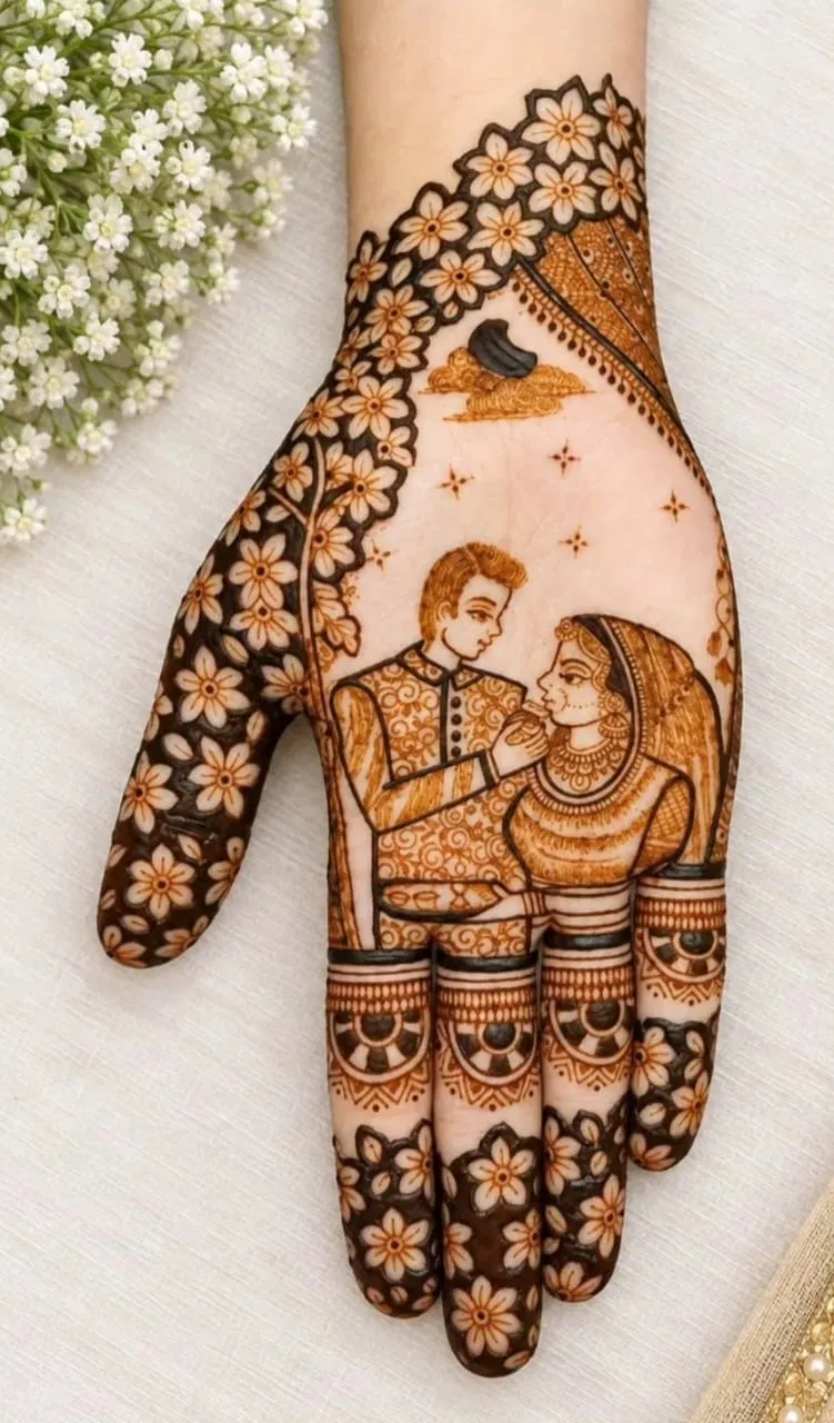 Bridal Mehndi Design with Figures